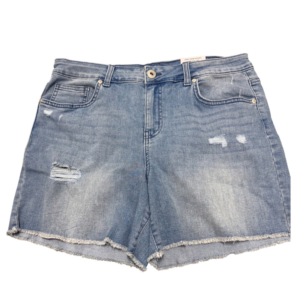 Style & Co. NWT Womens Fray Hem Denim Shorts Distressed Light Wash‎ Size 10